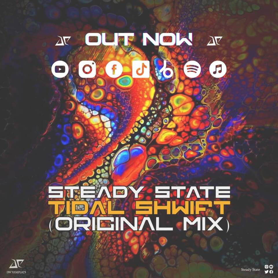 Happy Release DayWith the first artist ever to grace Dwnsmpl Records bringing the true essence of PsyTrance to the label!Welcome back Steady State who is one part of Relative Theory. BIRTHDAY WEEKENDBIRTHDAY RELEASEHappy Birthday Kyle Sandrino Pillay !Get Tidal Shwift now on Traxsource - https://www.traxsource.com/title/2000778/tidal-shwift Spotify - https://open.spotify.com/track/35JRDPOXKjIvw5ky2MFoWE?si=fccd6635e17a497eBeatPort - https://www.beatport.com/release/tidal-shwift/4092494
